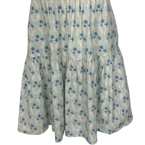 Sara Campbell Ruffle Dress 8 Blue Floral Mini Tiered Sleeveless Pockets Coastal - Picture 10 of 12